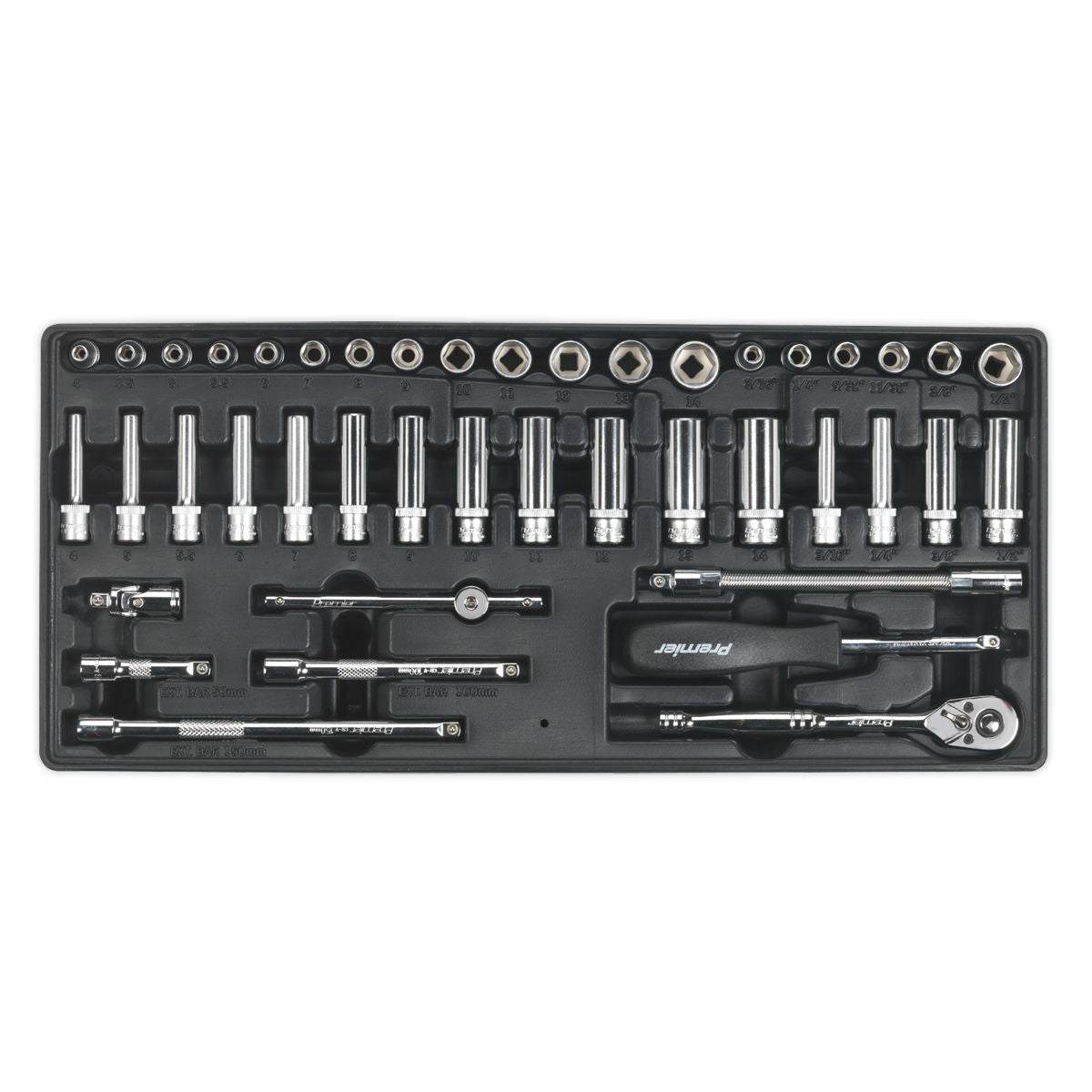 Sealey Premier Socket Set with Tool Tray 1/4"Sq Drive 43pc - Image 1