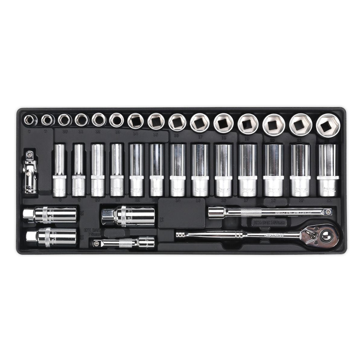 Sealey Premier Socket Set with Tool Tray 3/8"Sq Drive 35pc - Image 1