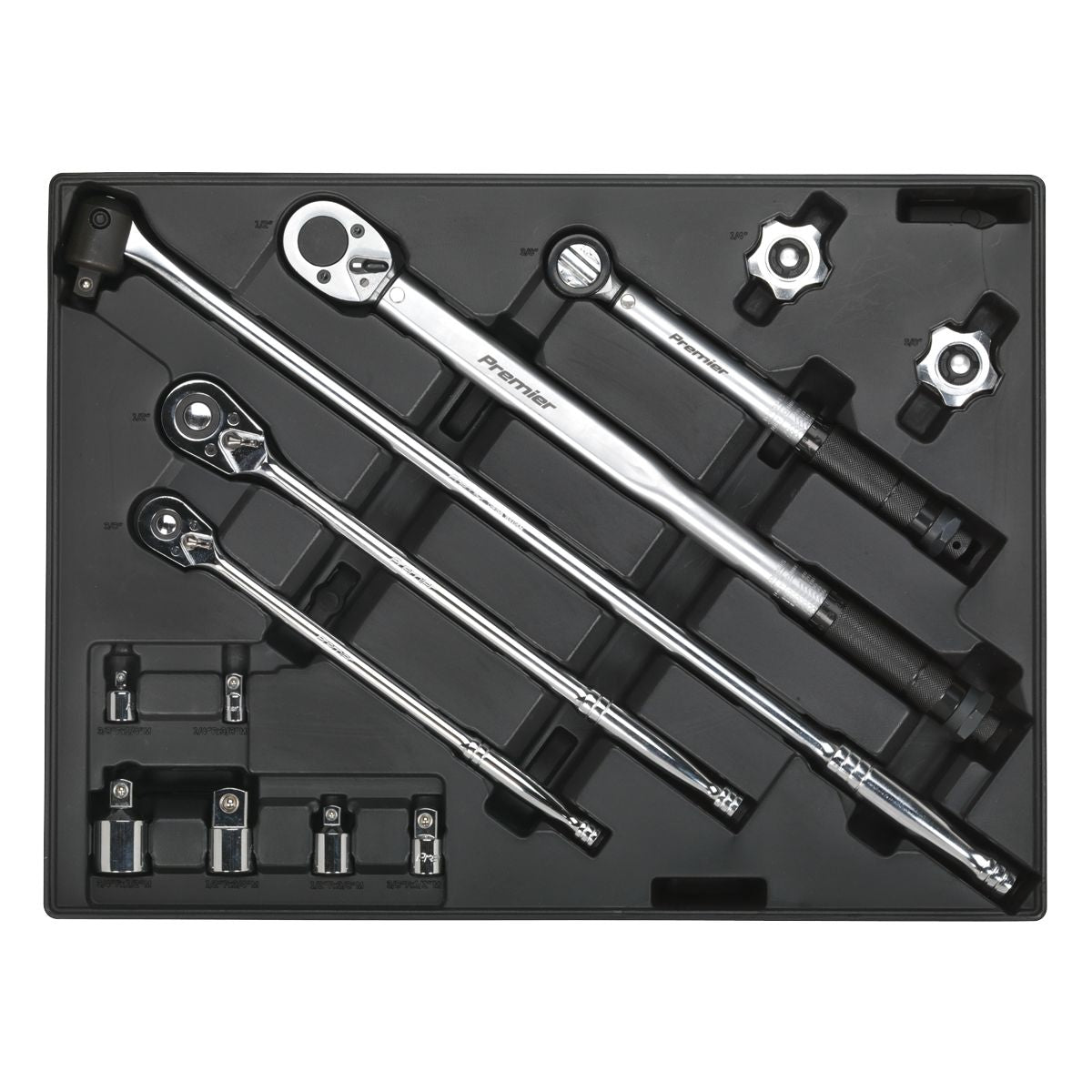 Sealey Premier Ratchet, Torque Wrench, Breaker Bar & Socket Adaptor Set with Tool Tray 13pc - Image 1
