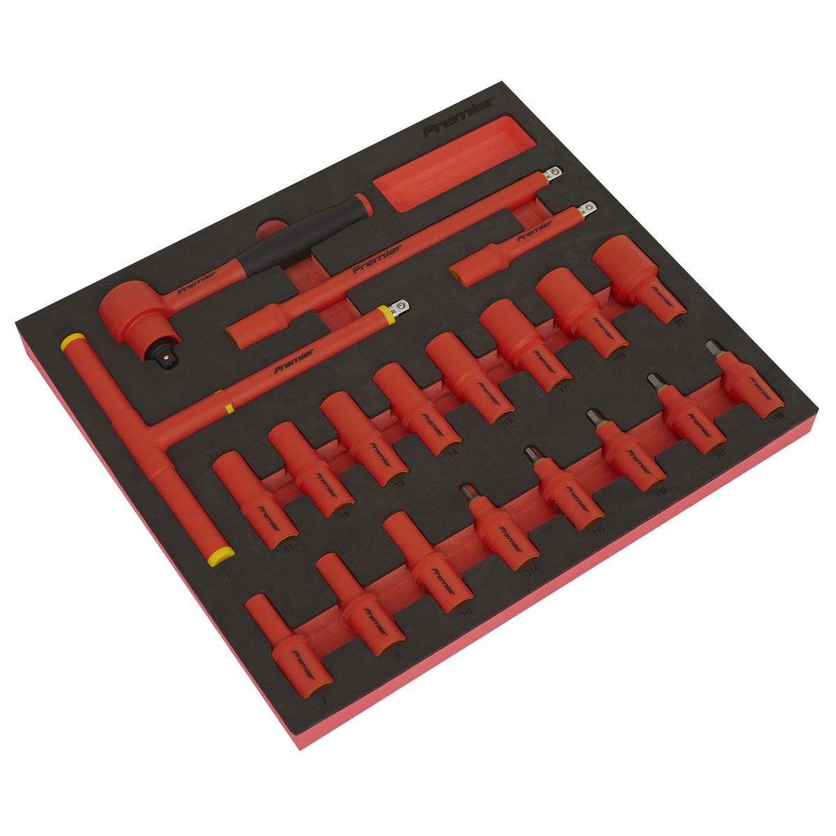 Sealey Premier Insulated Socket Set with Tool Tray 3/8"Sq Drive 20pc - VDE Approved - Image 1