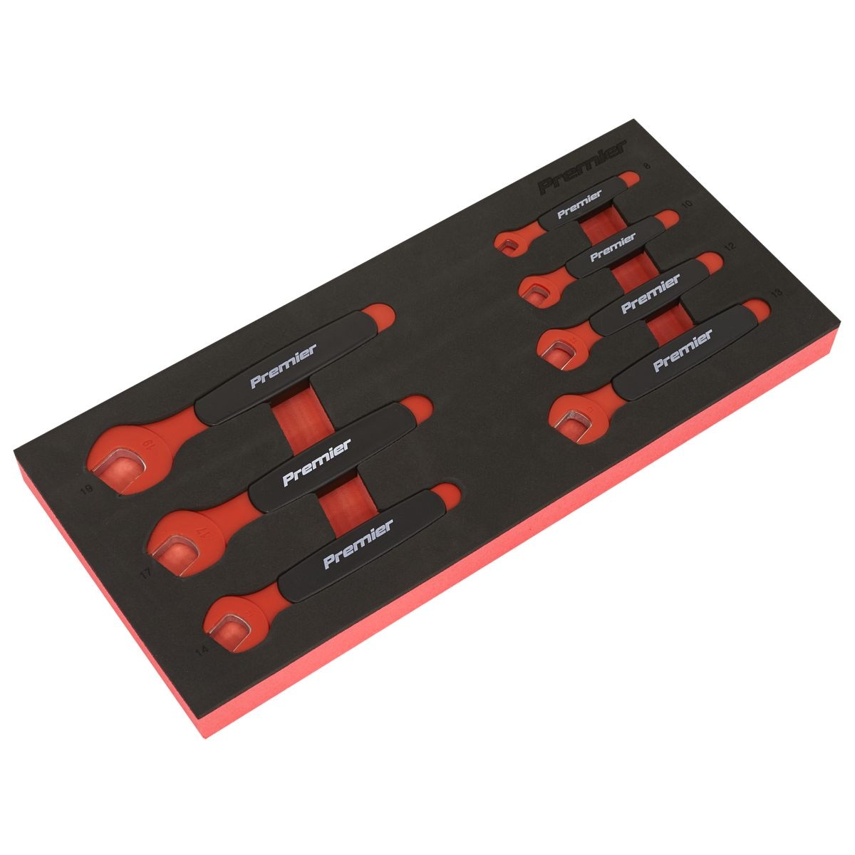 Sealey Premier Insulated Open-End Spanner Set with Tool Tray 7pc - VDE Approved - Image 1