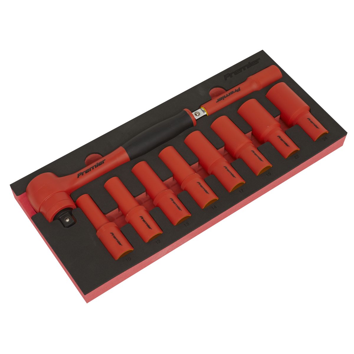Sealey Premier Insulated Socket Set with Tool Tray 1/2"Sq Drive 10pc - VDE Approved - Image 1