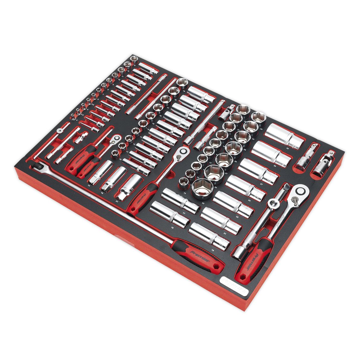 Sealey Premier Platinum Socket Set with Tool Tray 1/4", 3/8" & 1/2"Sq Drive 91pc - Image 2