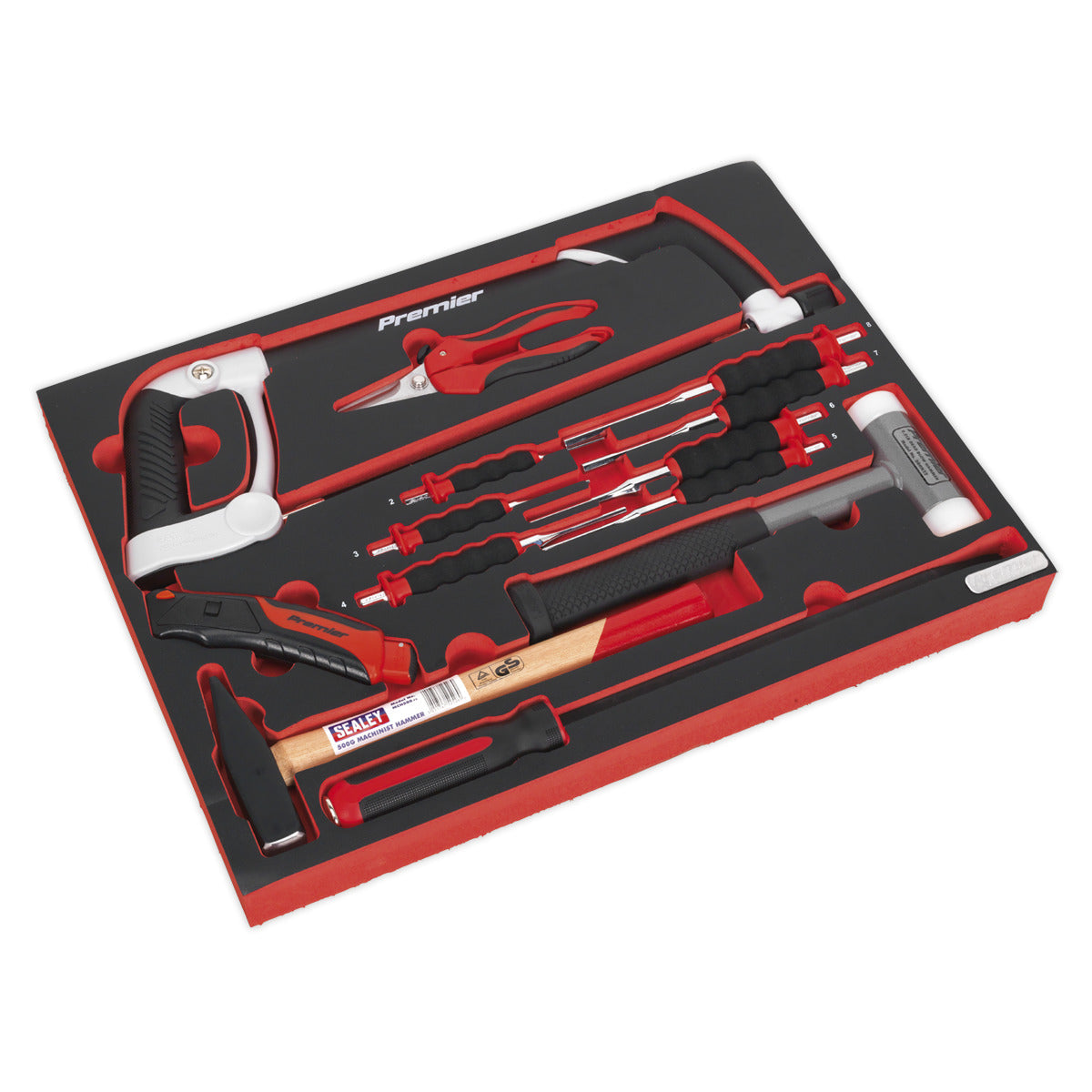 Premier Platinum Hacksaw, Hammers & Punch Kit with Tool Tray 13pc TBTP06EU