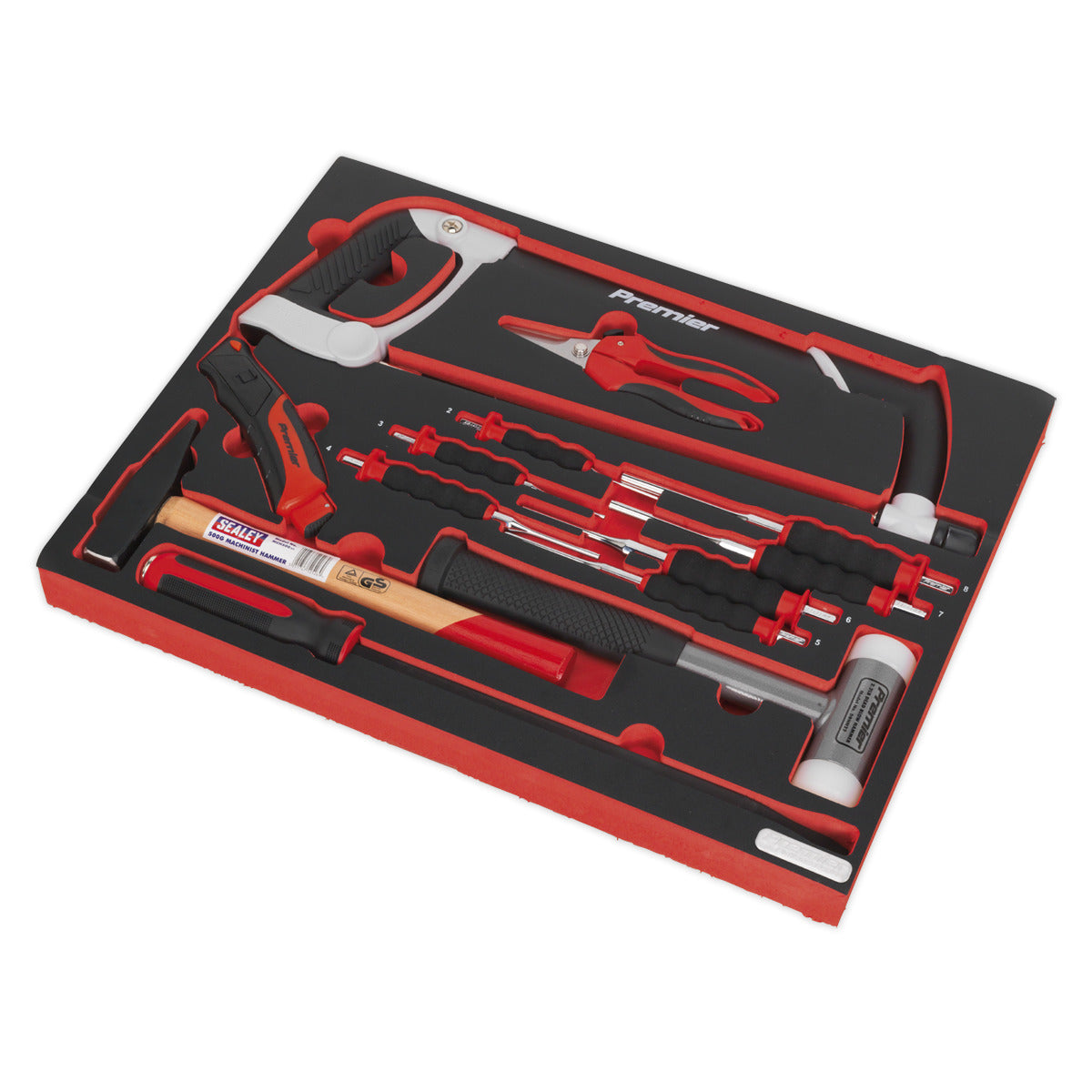 Premier Platinum Hacksaw, Hammers & Punch Kit with Tool Tray 13pc TBTP06EU