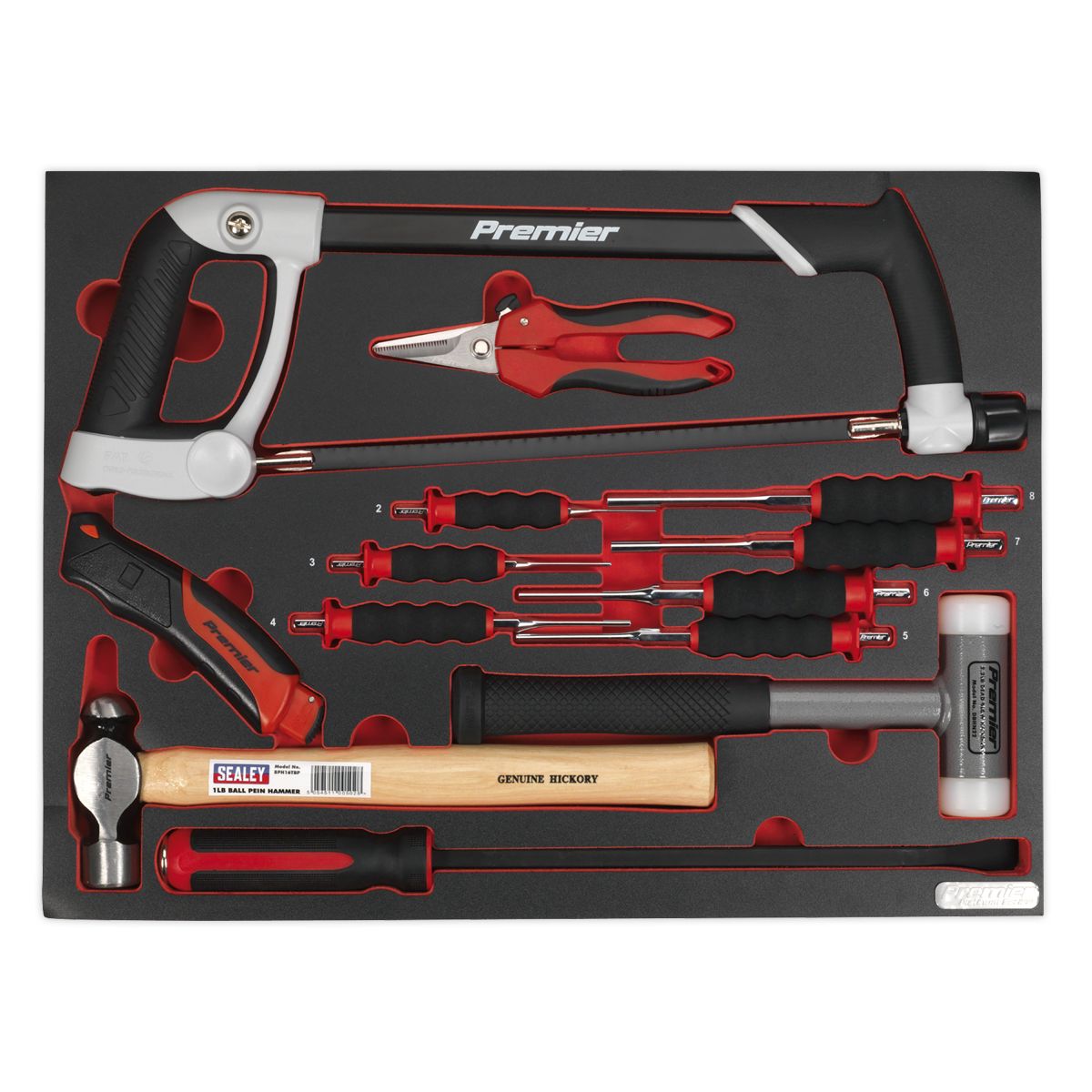 Sealey Premier Platinum Hacksaw, Hammers & Punch Kit with Tool Tray 13pc - Image 3