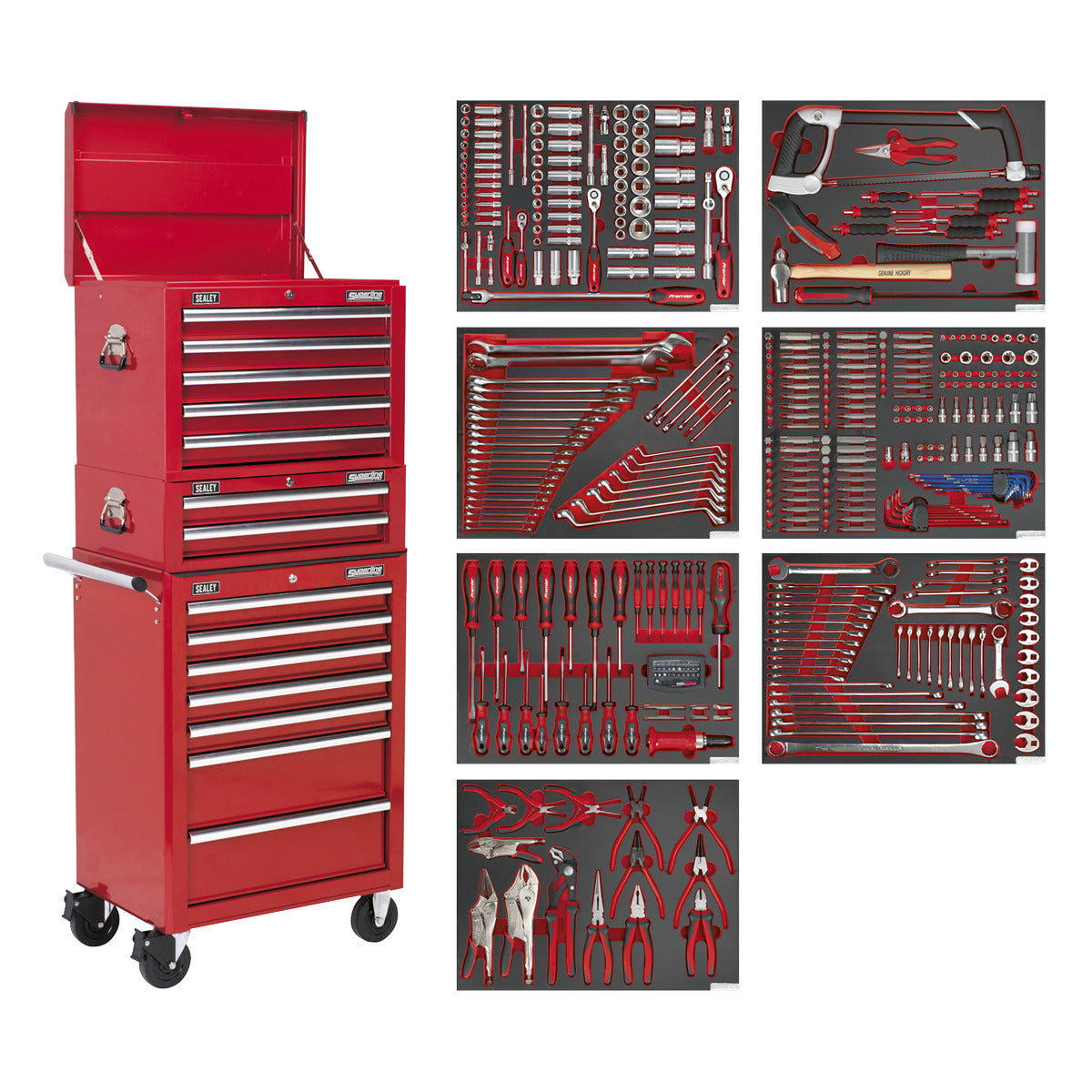 Superline PRO Tool Chest Combination 14 Drawer with 446pc Tool Kit - Red TBTPCOMBO1