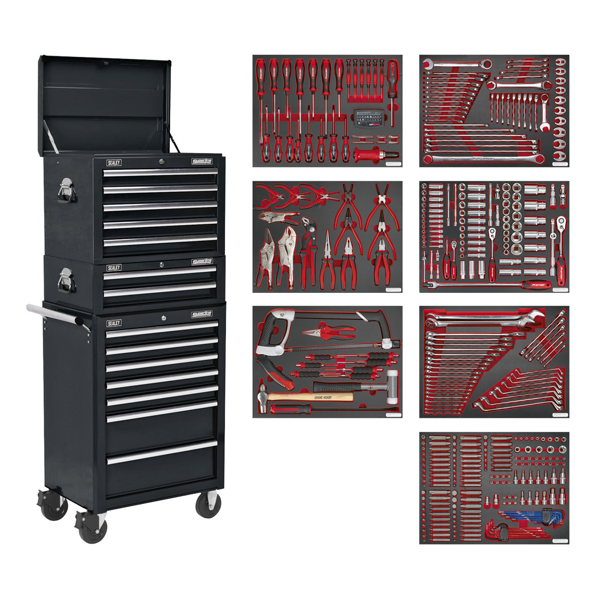 Superline PRO Tool Chest Combination 14 Drawer with 446pc Tool Kit - Black TBTPCOMBO2