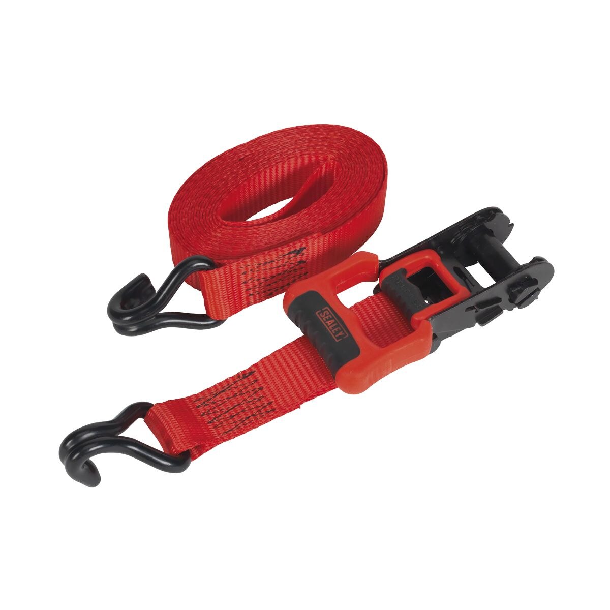 Sealey Ratchet Straps Polyester Webbing with J-Hooks 32mm x 4.9m 1200kg Breaking Strength - 2 Pairs - Image 4