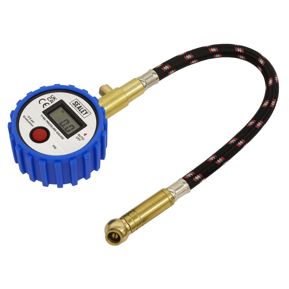 Sealey Tyre Pressure Gauge Digital with Leader Hose & Quick Release 0-100psi - Image 1