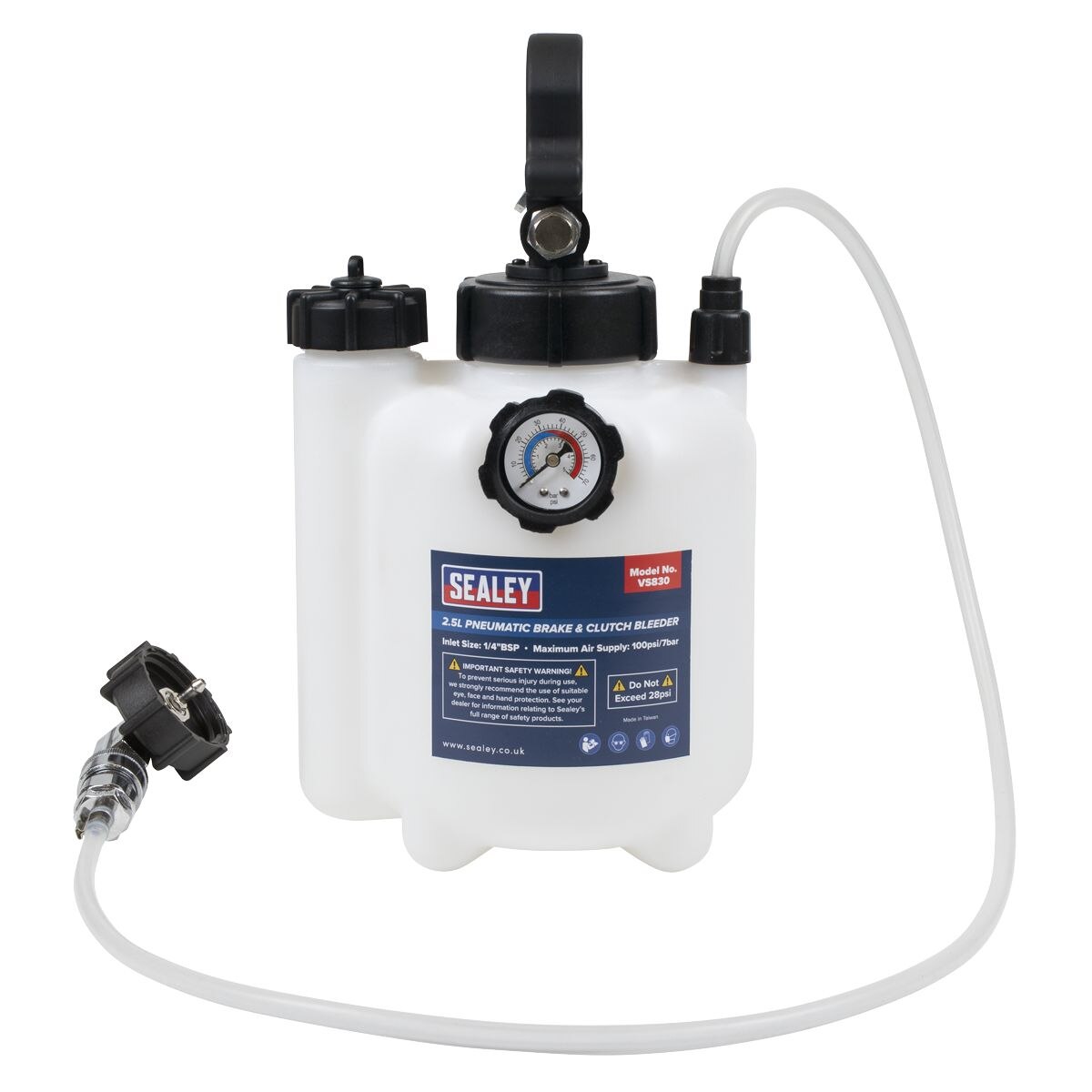 Sealey Pneumatic Brake & Clutch Bleeder 2.5L - Image 8