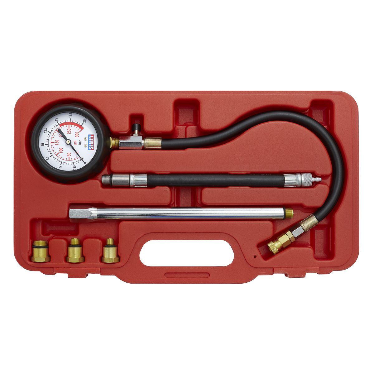 Sealey Petrol Compression Tester Deluxe Kit 6pc - Image 2
