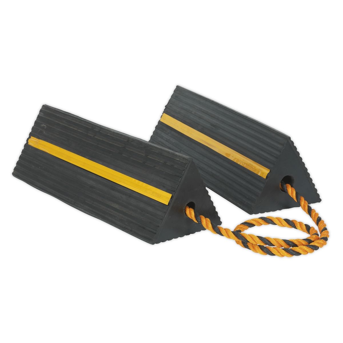 Sealey Heavy-Duty Rubber Wheel Chocks - Pair - Image 1