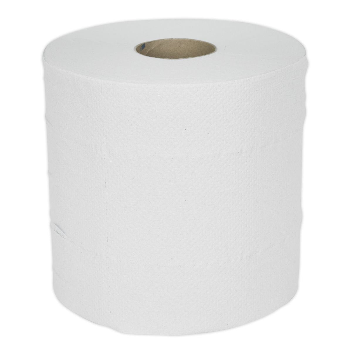 Sealey 2-Ply Embossed White Paper Roll 150m - Pack of 6 - Image 2