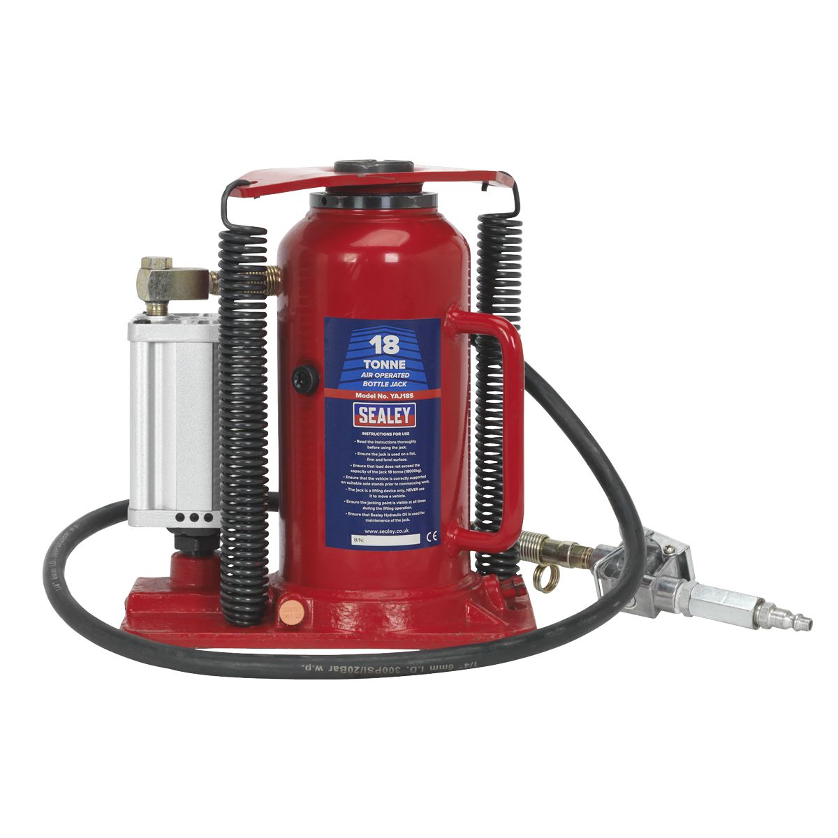 Sealey Air Operated Hydraulic Bottle Jack 18 Tonne - Image 6
