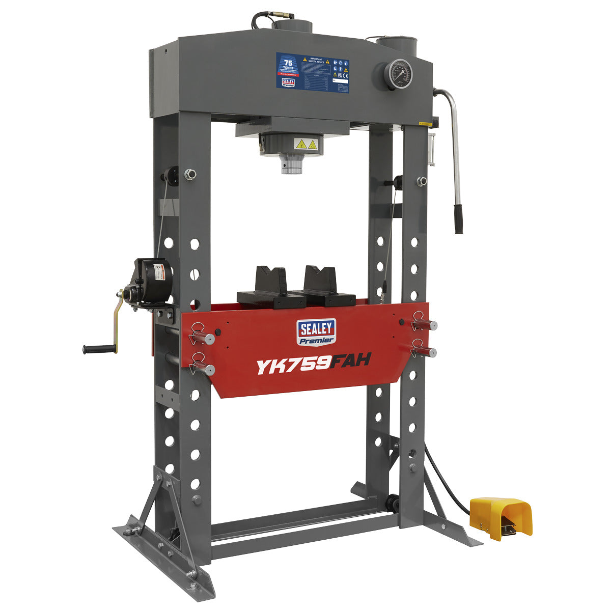 Premier Heavy-Duty Air/Hydraulic Floor Type Press with Foot Pedal 75 Tonne YK759FAH