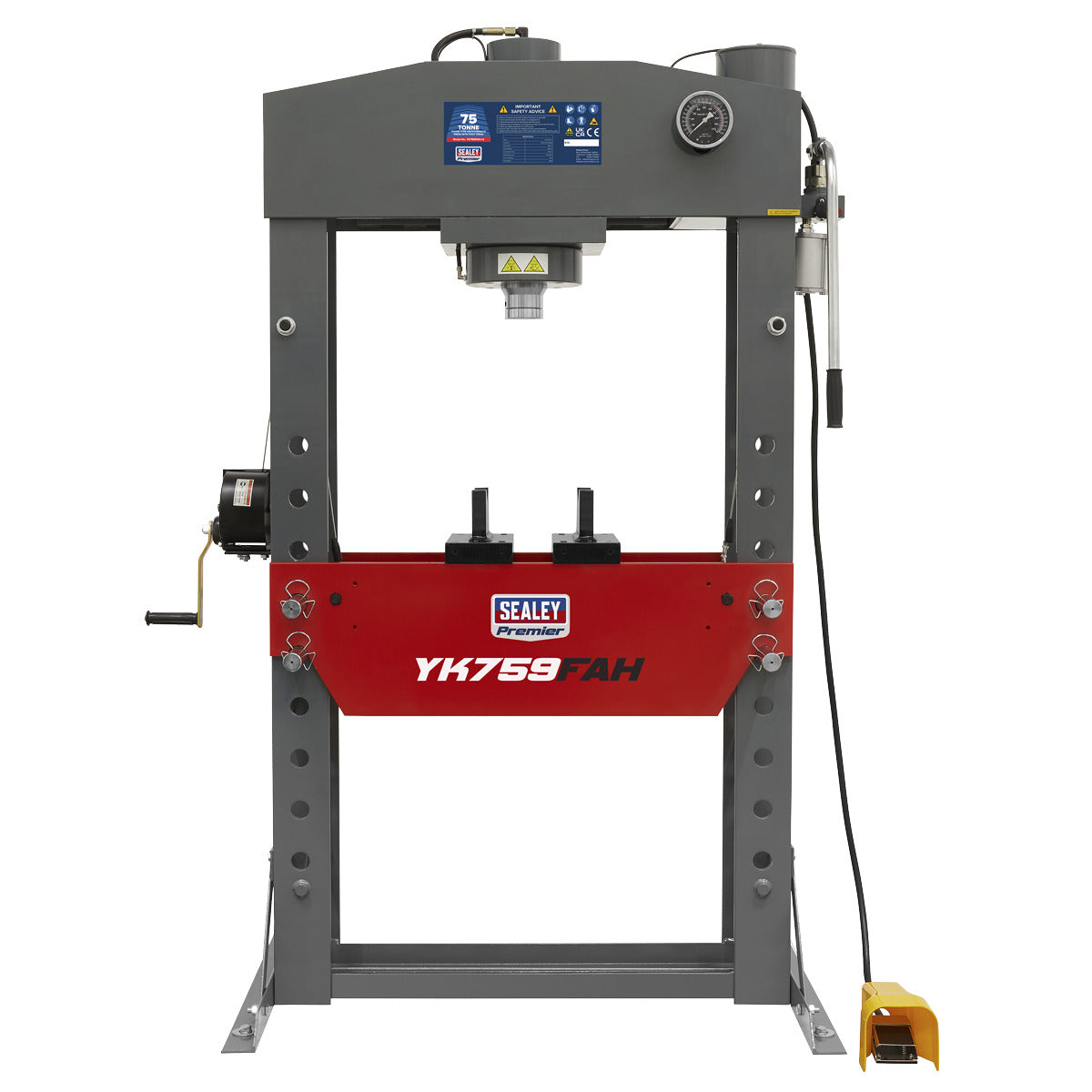 Premier Heavy-Duty Air/Hydraulic Floor Type Press with Foot Pedal 75 Tonne YK759FAH