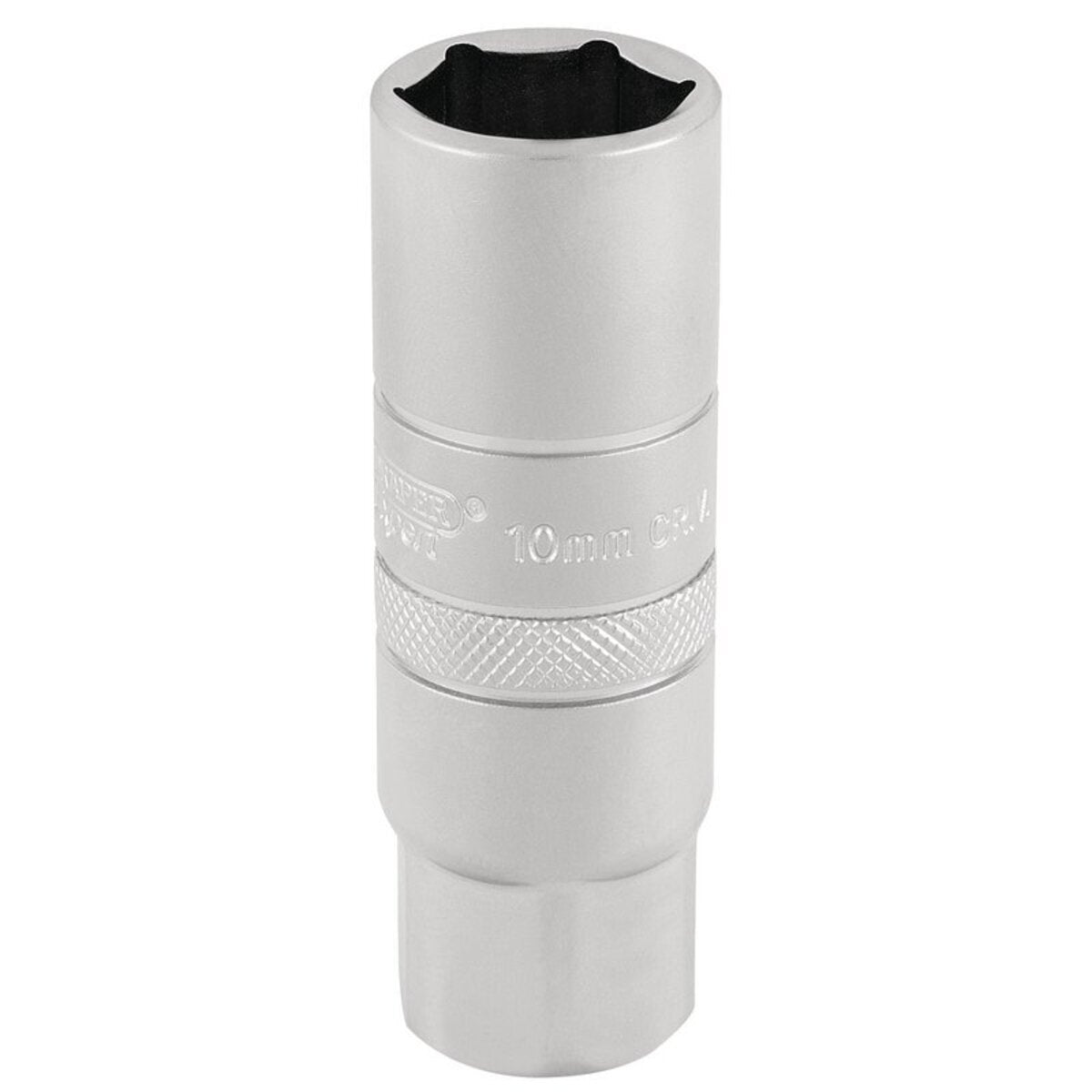 Draper 10mm Thread 6 Point Satin Chrome Spark Plug Socket, 3/8" Sq. Dr., 16mm