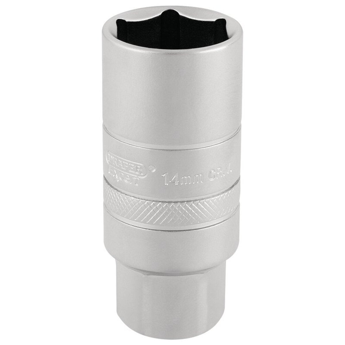 Draper 14mm Thread 6 Point Satin Chrome Spark Plug Socket, 3/8" Sq. Dr., 21mm