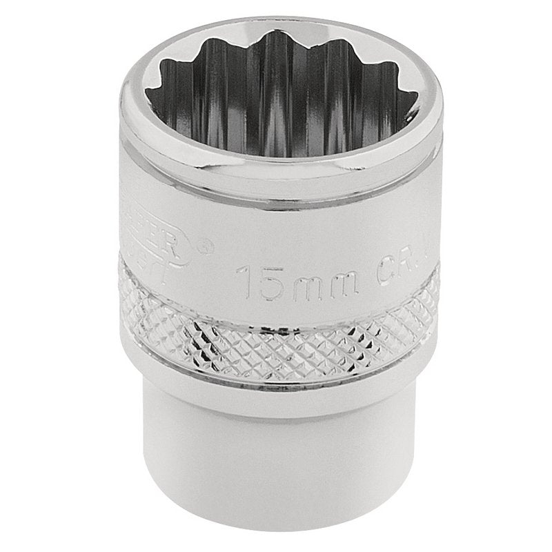 Draper Expert HI-TORQ 12 Point Socket, 3/8" Sq. Dr., 15mm