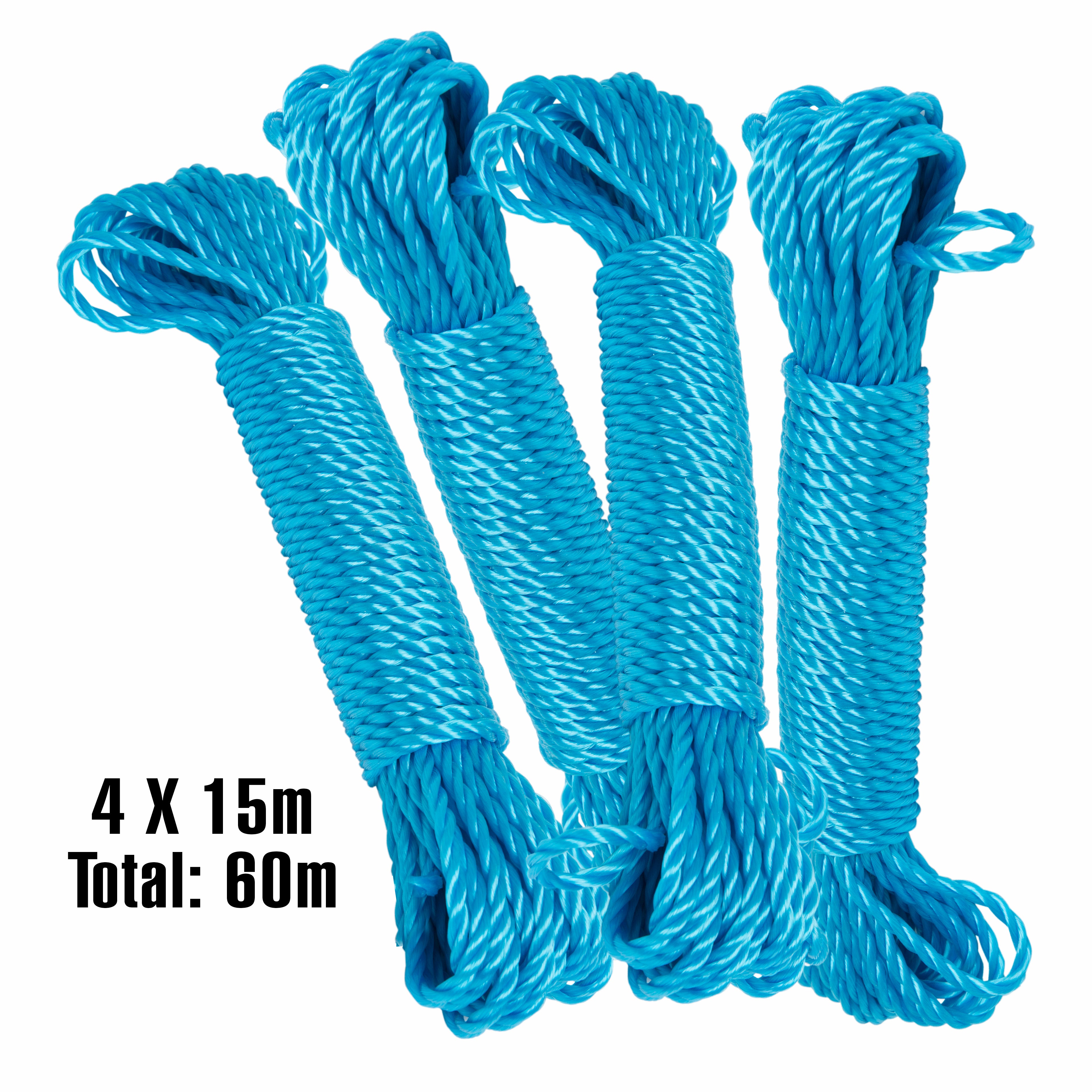 Wolf 50ft 15m Corded Polypropylene Rope Heavy Duty ( BUNDLE OF 4)
