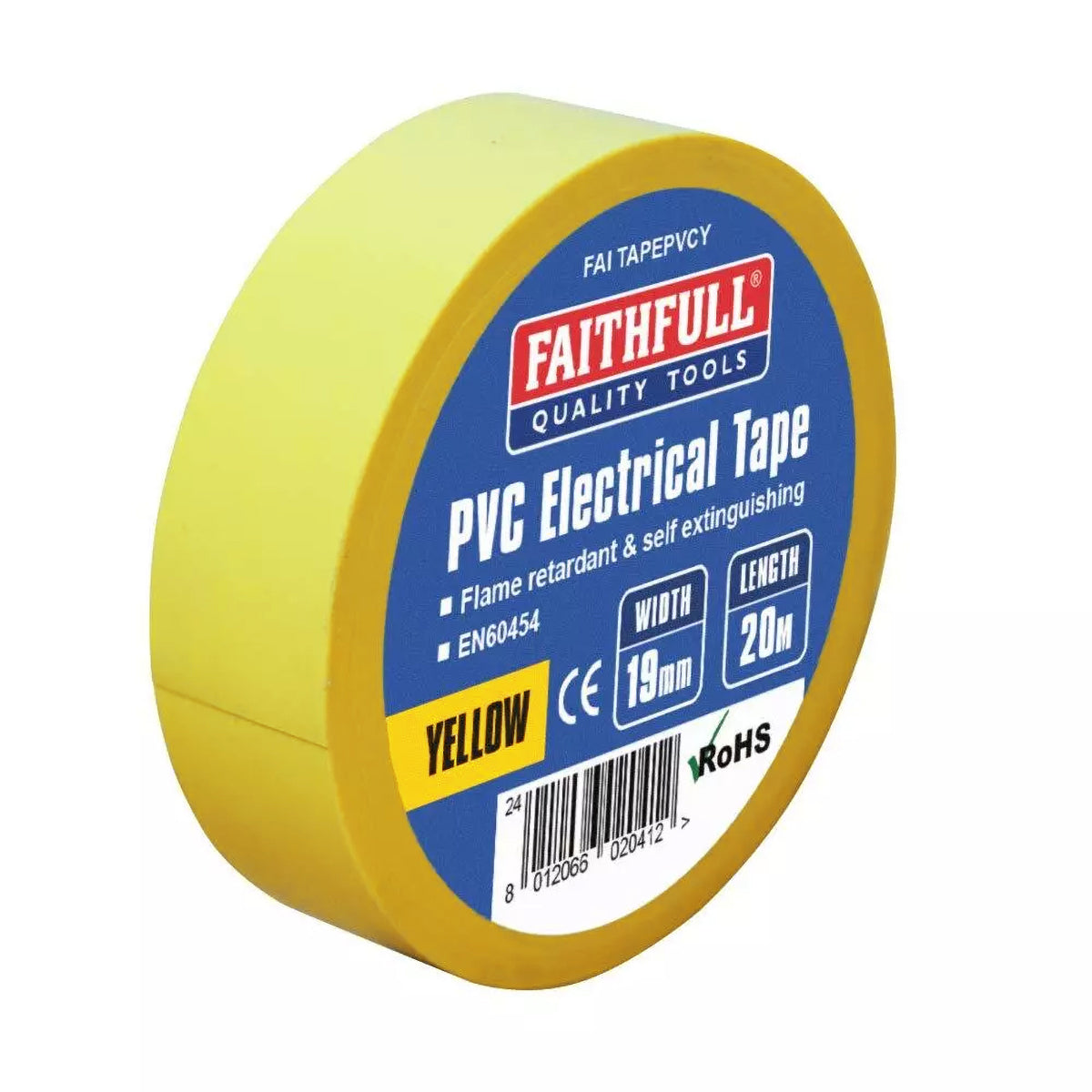 Faithfull PVC Electrical Tape Yellow 19mm x 20m - FAITAPEPVCY