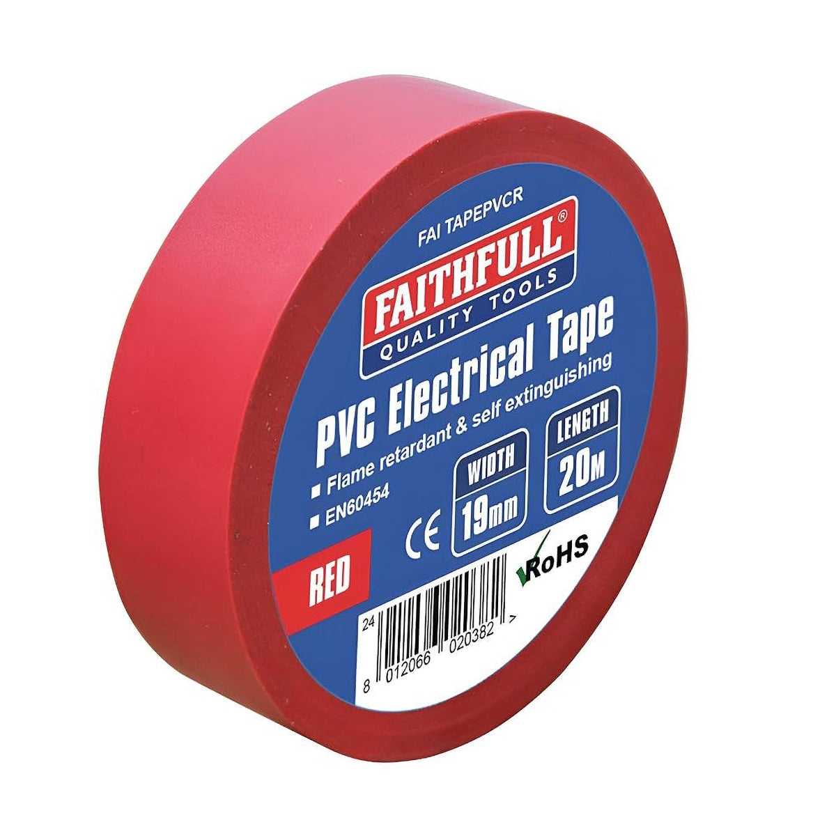 Faithfull PVC Electrical Tape Red 19mm x 20m - FAITAPEPVCR