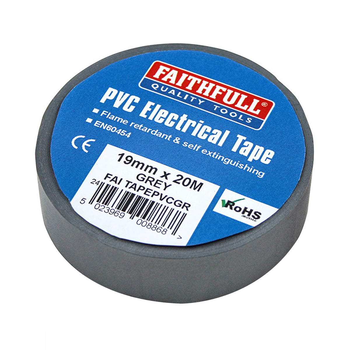 Faithfull PVC Electrical Tape Grey 19mm x 20m - FAITAPEPVCGR