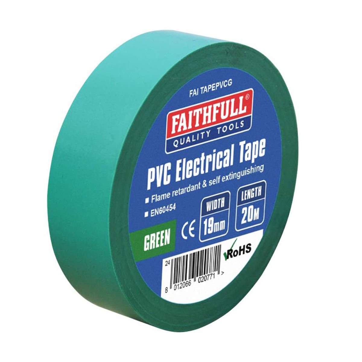 Faithfull PVC Electrical Tape Green 19mm x 20m - FAITAPEPVCG