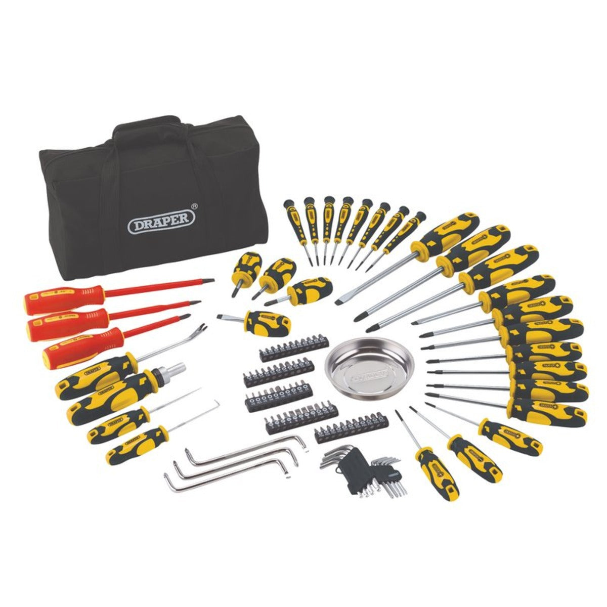 Draper Screwdriver and Bit Set with Soft Storage Bag 100pcs 03992