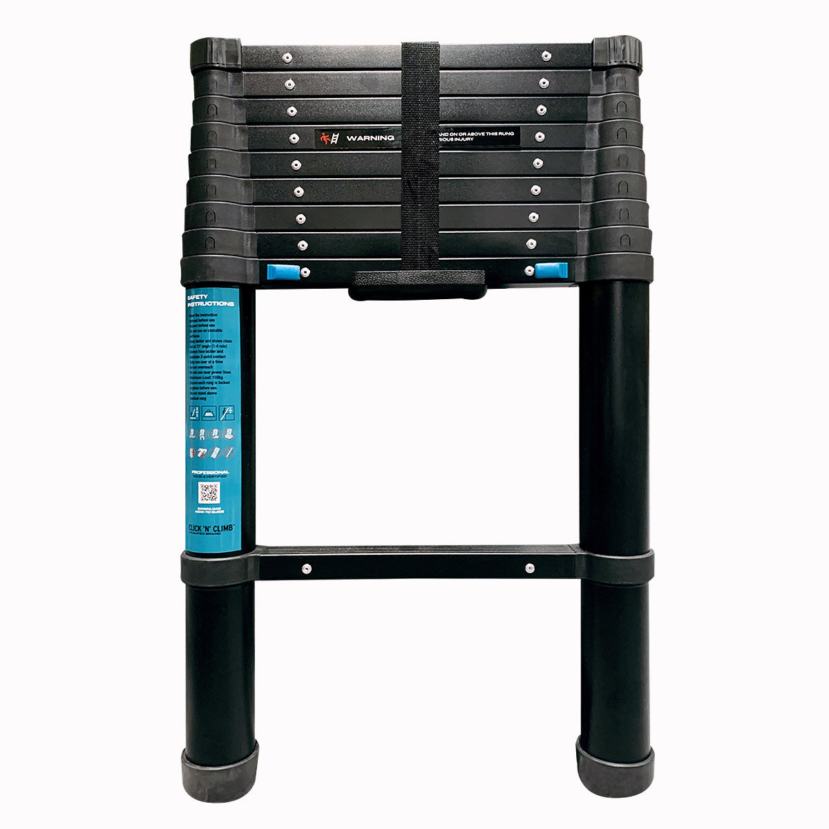 KAMTEC 2.9m Black Telescopic Ladder KTL40001