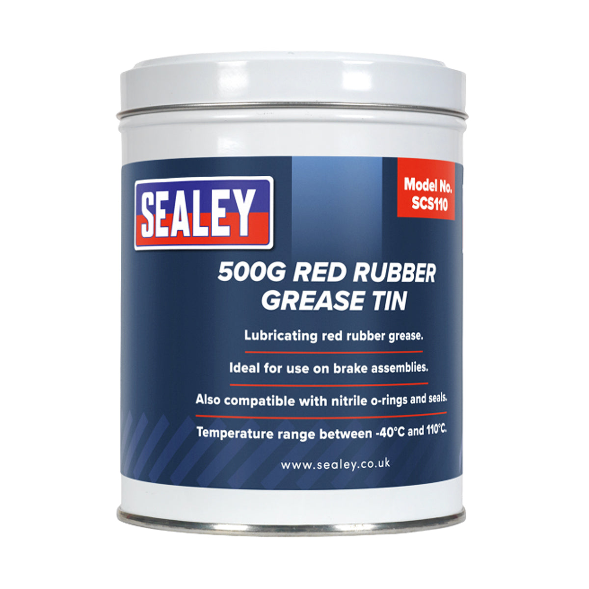 Sealey Red Rubber Grease Tin 500g SCS110
