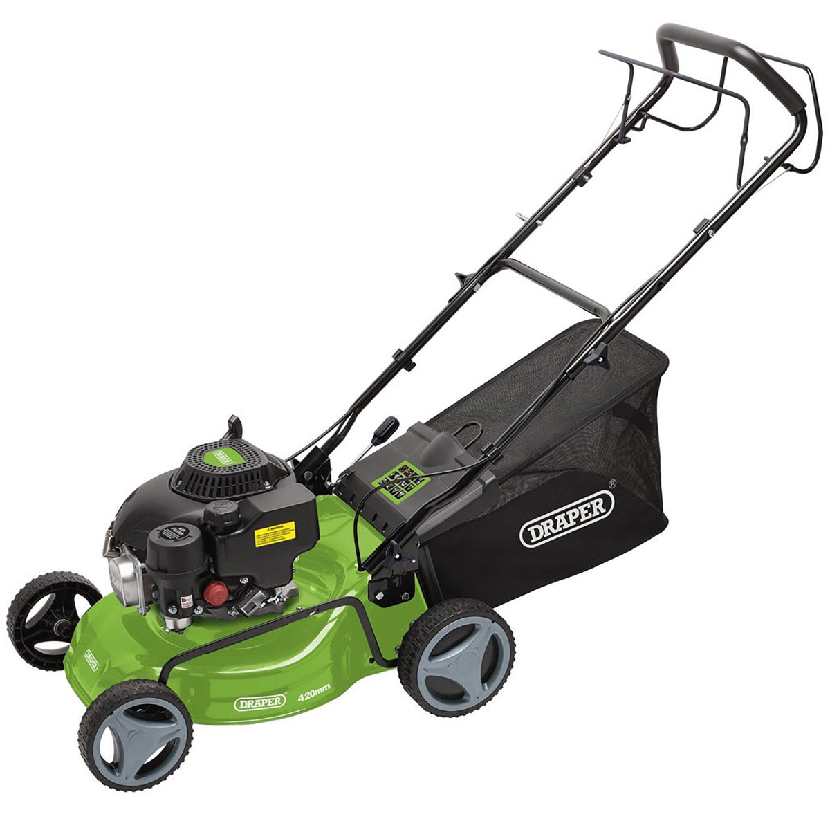 Draper Steel Deck Petrol Lawn Mower, 410mm, 132cc/3.3HP 08671