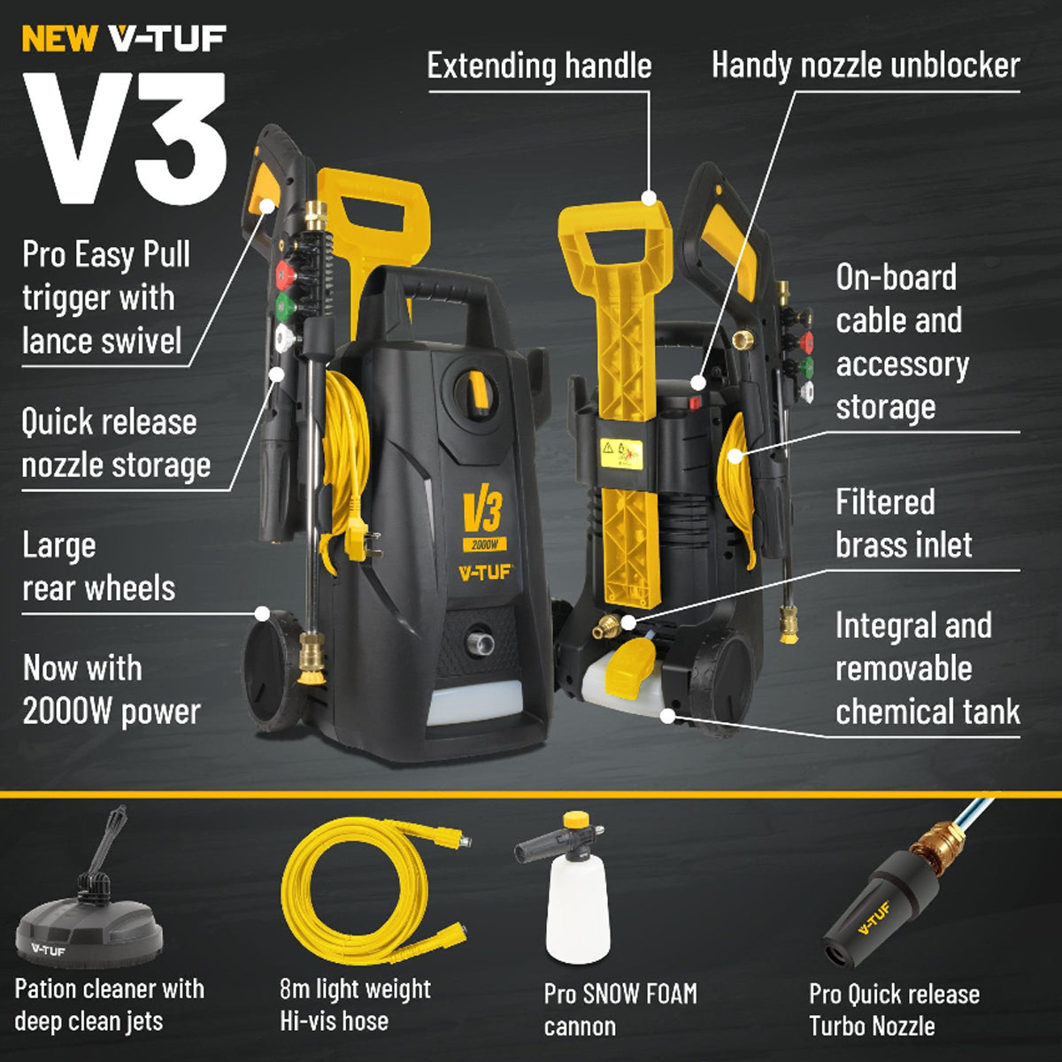 V-TUF 150Bar Electric Pressure Washer with Sky Reacher