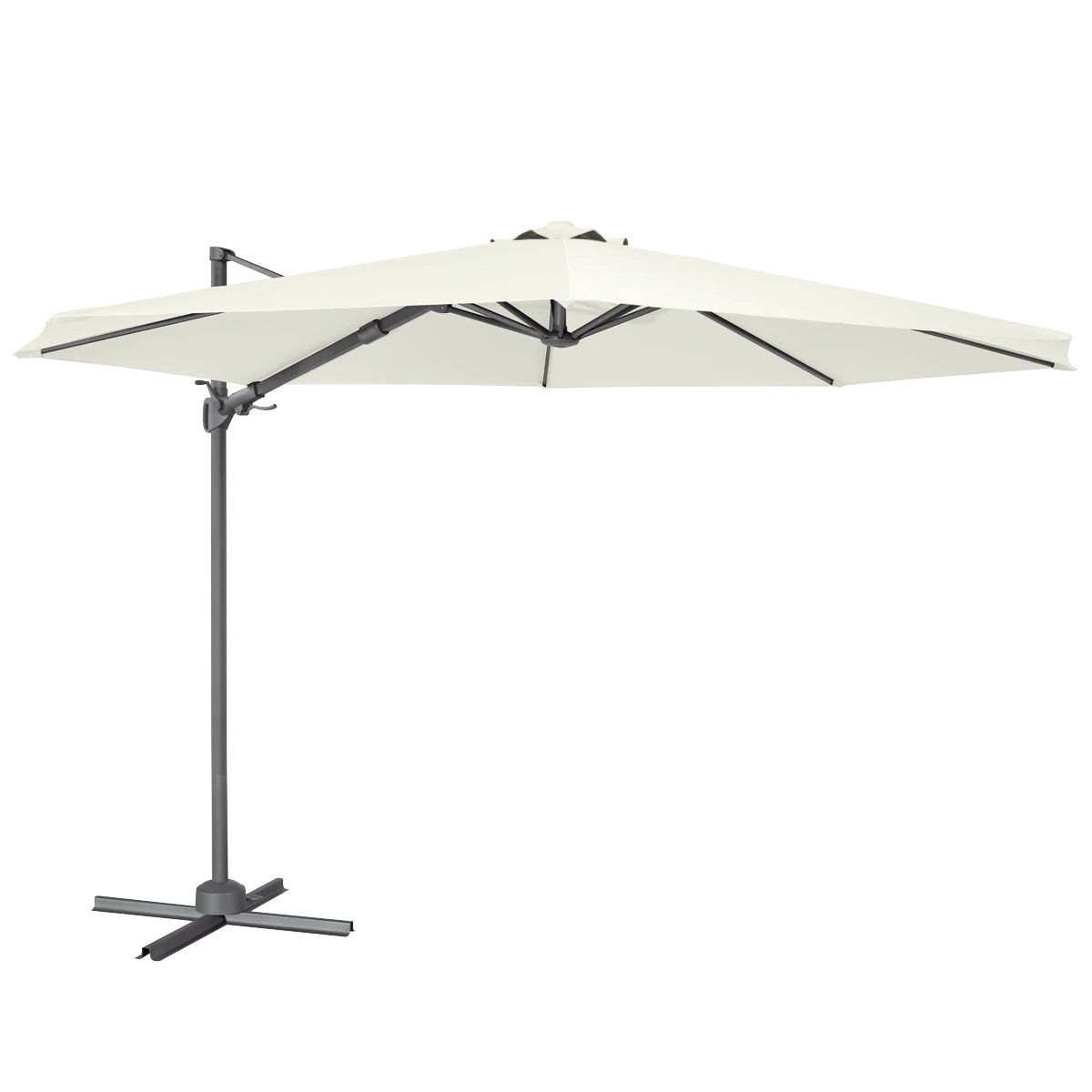 Dellonda Cantilever Parasol with 360° Rotation, Tilt & Cover 3m - Cream DG268
