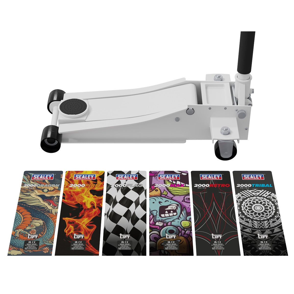 Sealey Low Profile Custom Design Trolley Jack with Rocket Lift 2 Tonne - White 2000CW