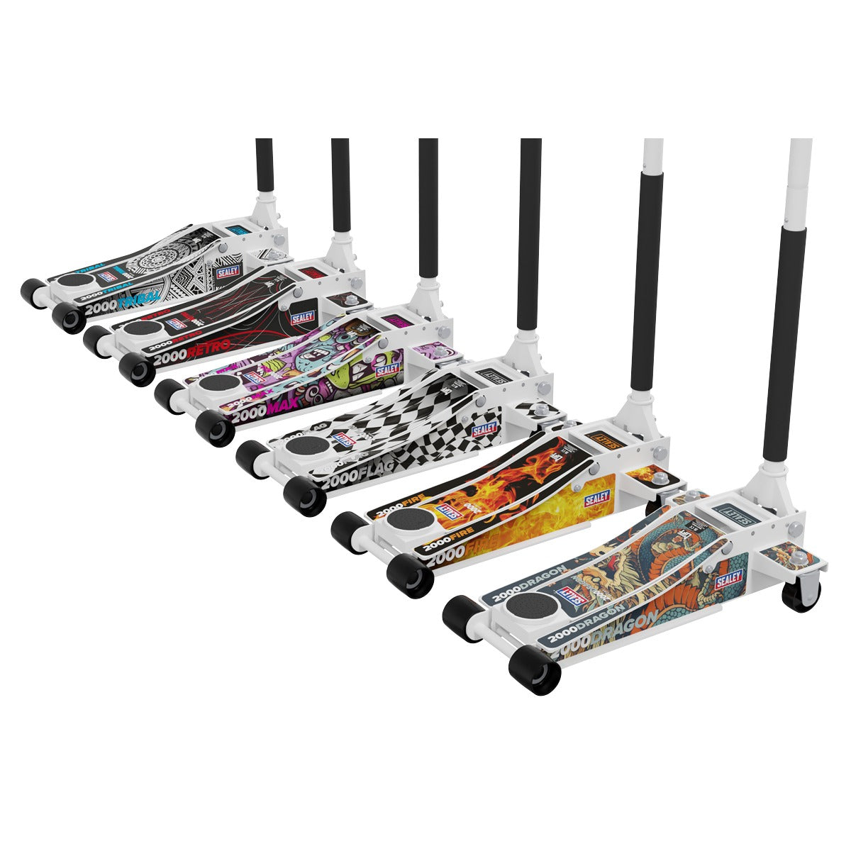 Sealey Low Profile Custom Design Trolley Jack with Rocket Lift 2 Tonne - White 2000CW