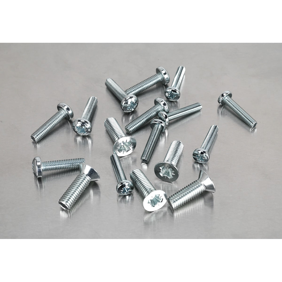Sealey Countersunk & Pan Head Pozi Machine Screw Assortment M5-M8 264pc AB054MS