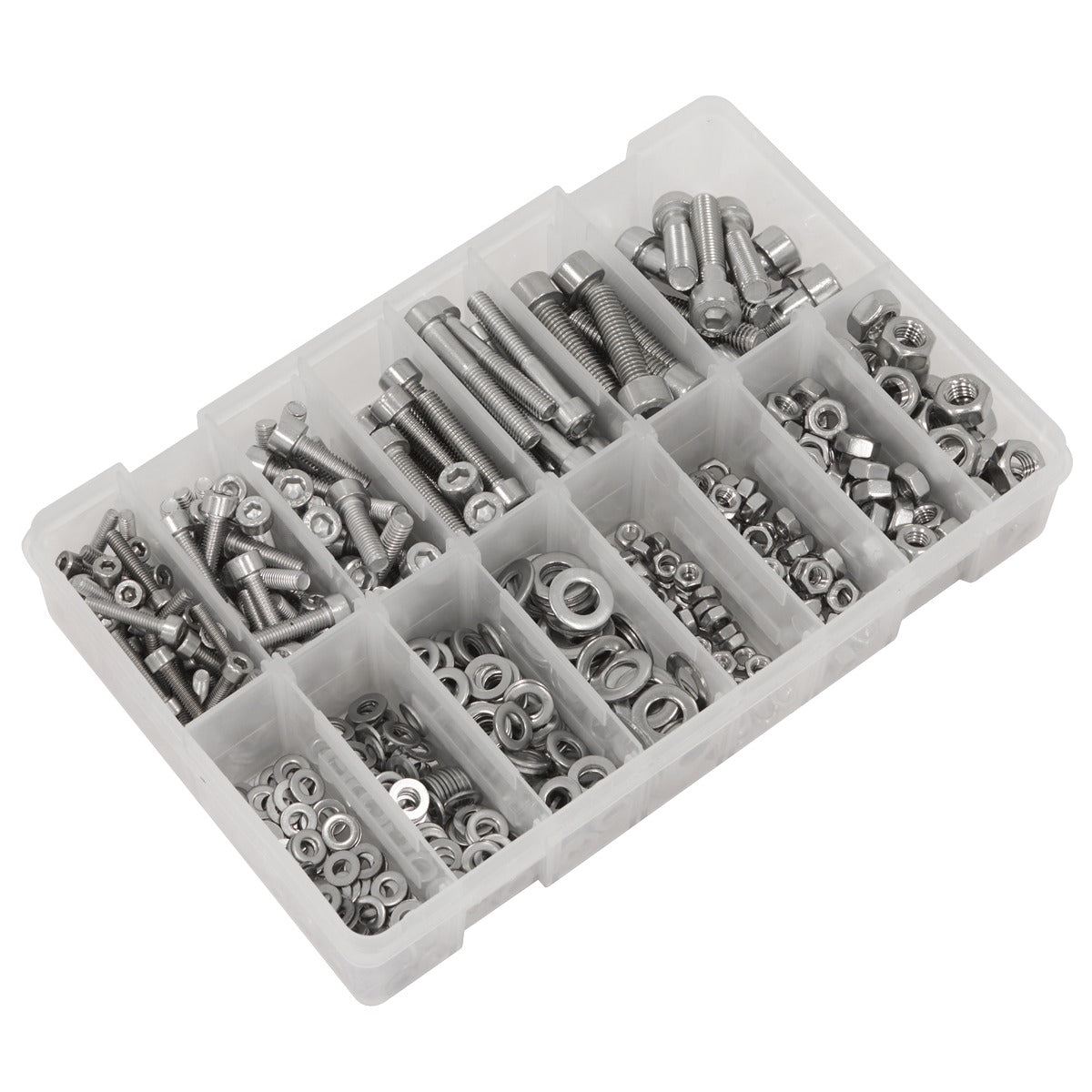 Sealey Stainless Steel Hex Socket Bolt, Washer & Nut Assortment 710pcs AB0710SS