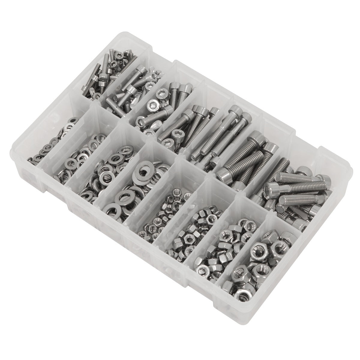 Sealey Stainless Steel Hex Socket Bolt, Washer & Nut Assortment 710pcs AB0710SS