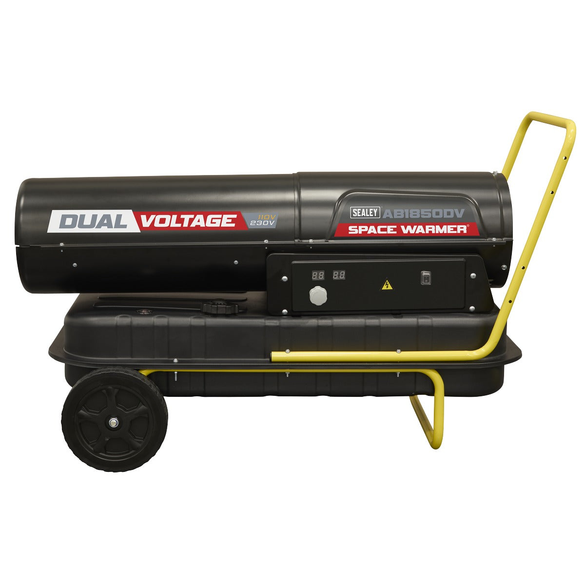 Sealey Dual Voltage Space Warmer Kerosene/Diesel Heater with Wheels 185,000Btu/hr(55kW) AB1850DV