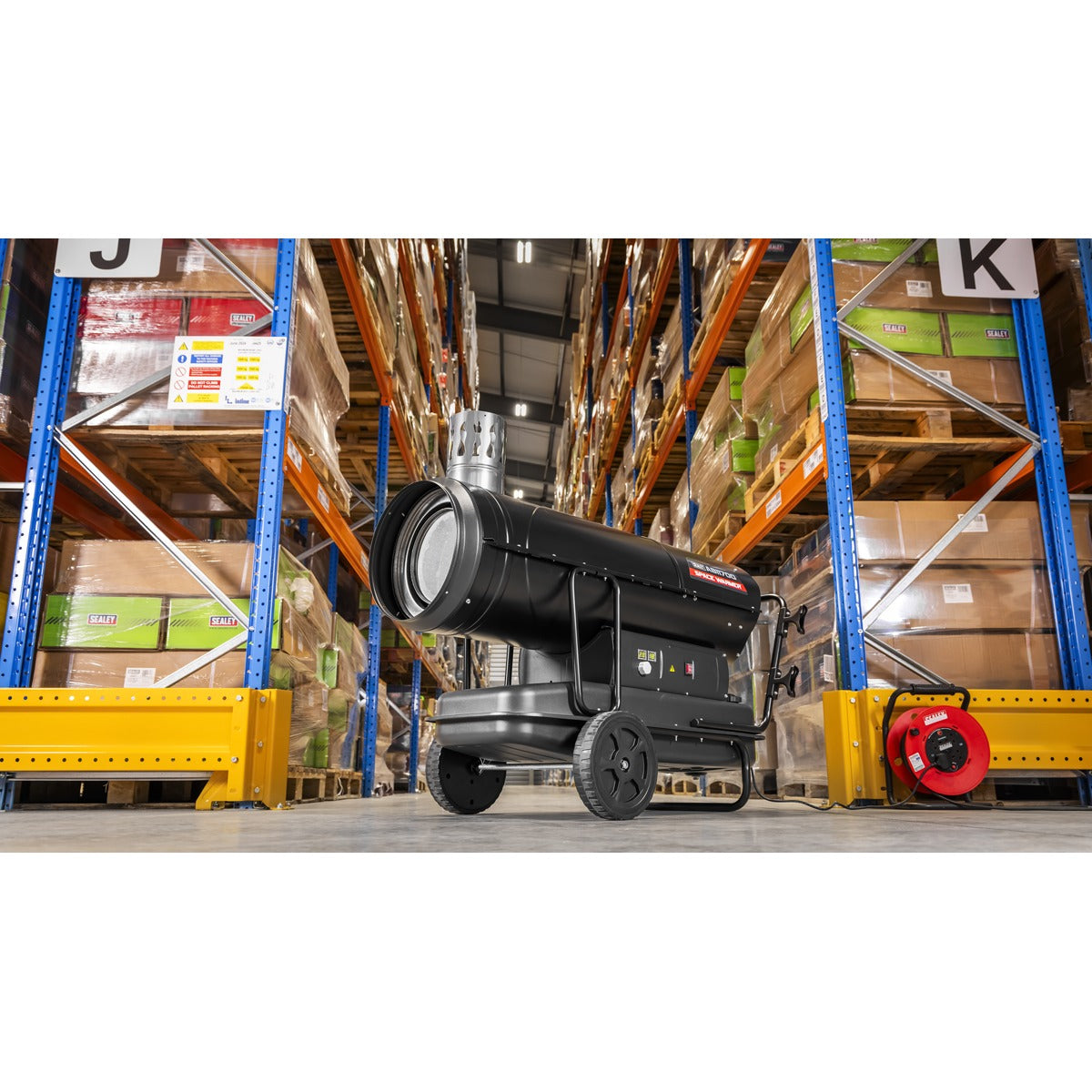 Sealey Space Warmer Indirect Kerosene/Diesel Heater with Wheels 170,000Btu/hr ABI1700
