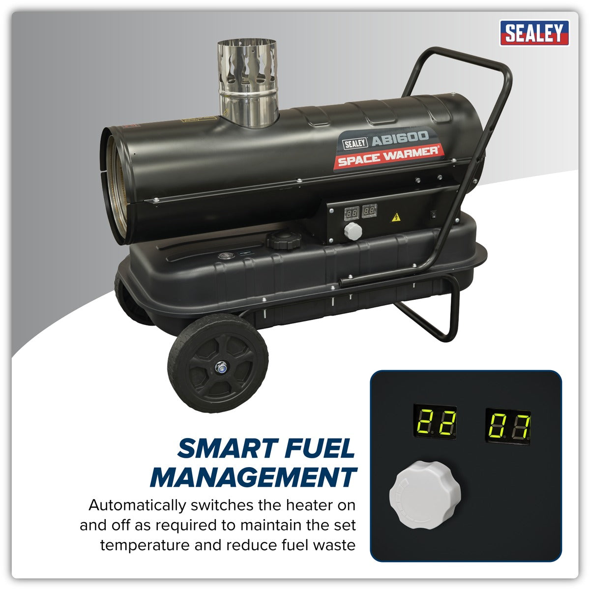 Sealey Space Warmer Indirect Kerosene/Diesel Heater with Wheels 68,000Btu/hr ABI600