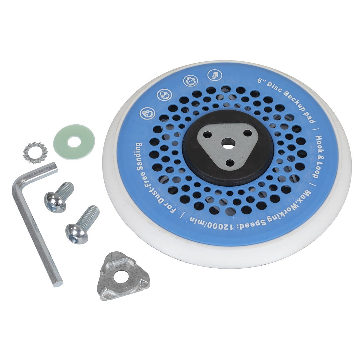 Sealey Universal Dust-Free Hook-and-Loop DA Backing Pad 150mm x 5/16"UNF & M8 AK289
