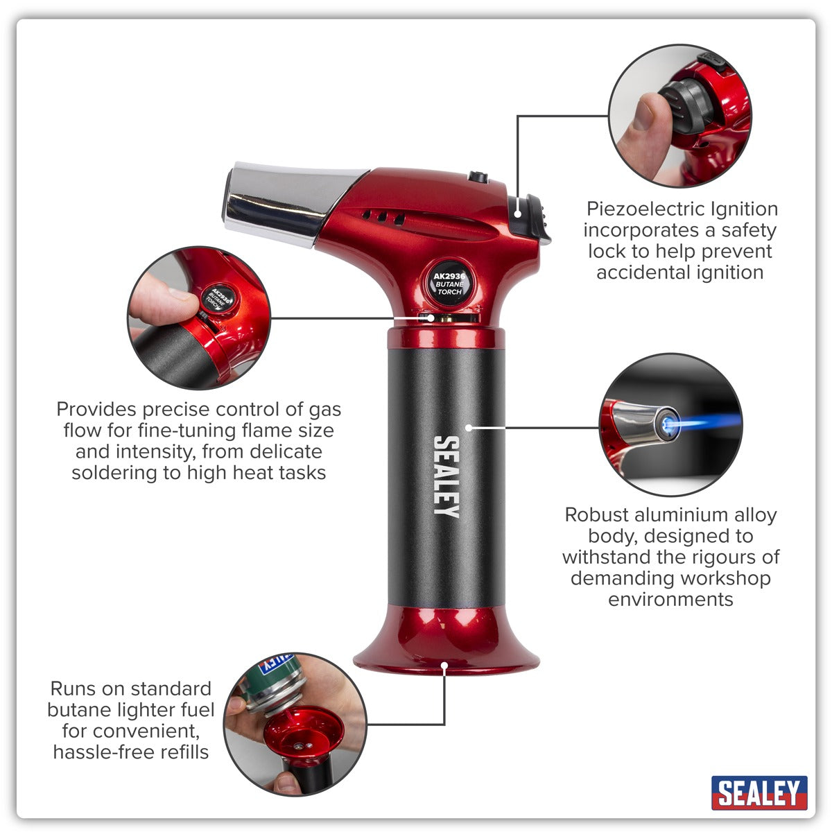 Sealey Refillable Butane Heating/Soldering Torch AK2936