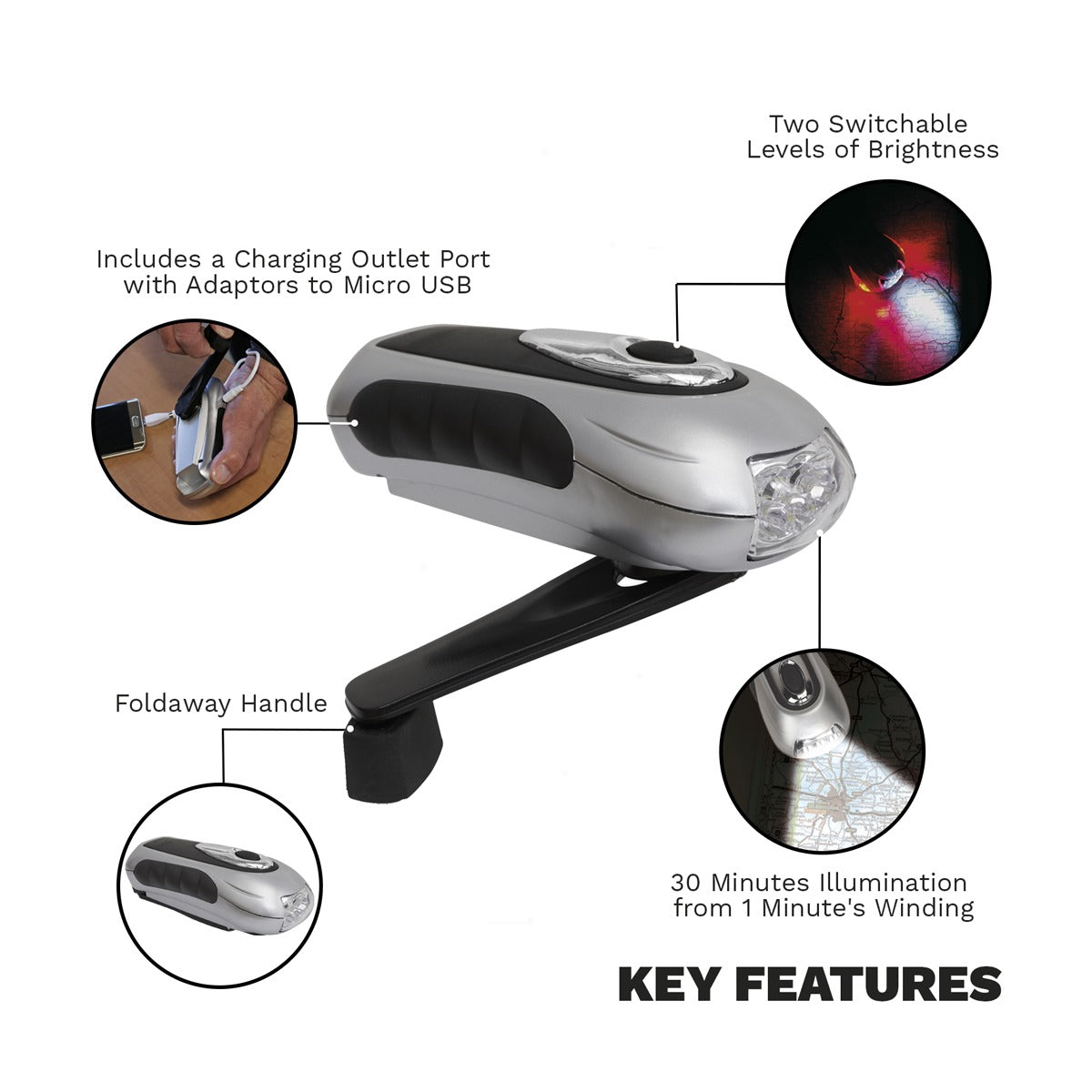 Sealey Rechargeable Wind-Up Torch 3 LED AK3305