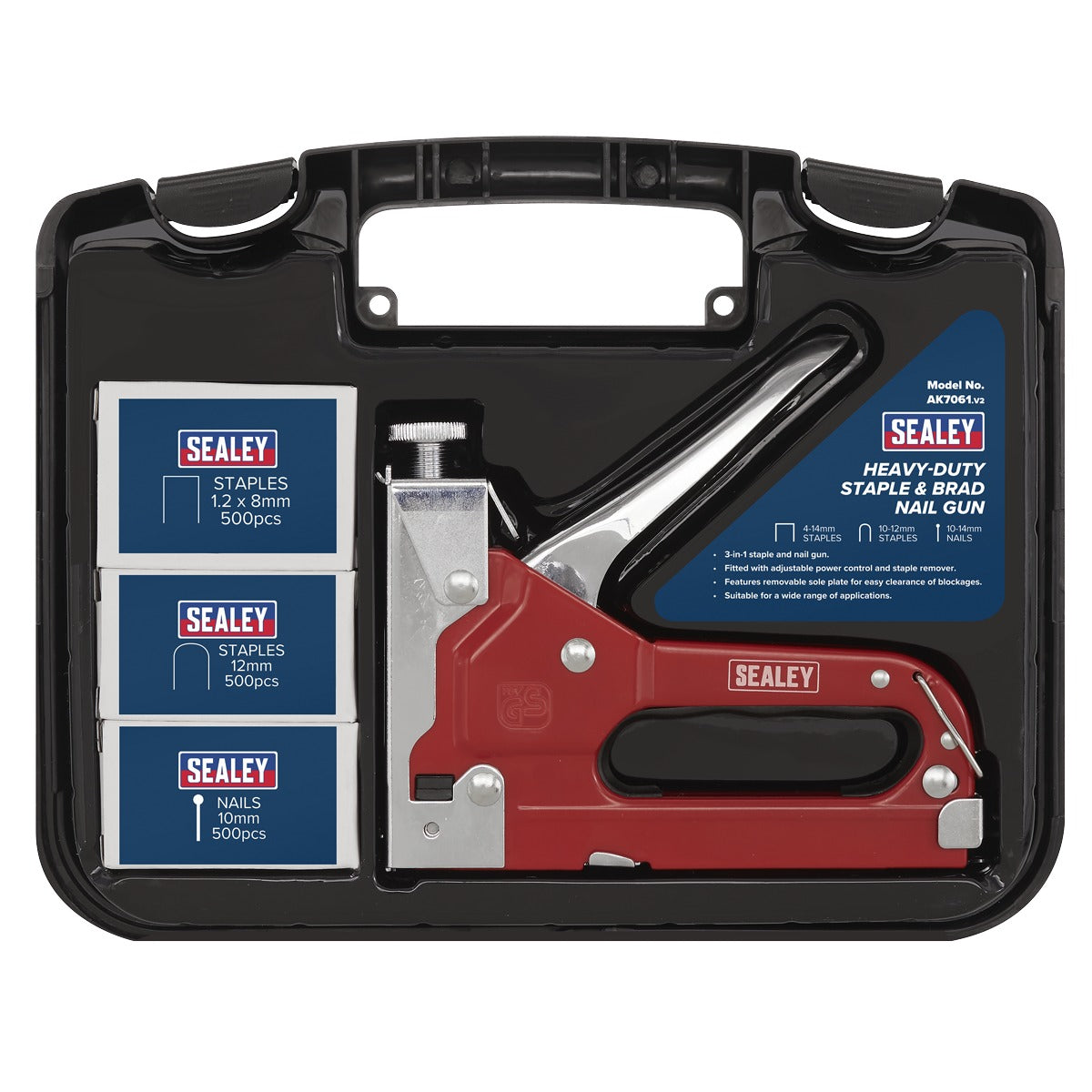 Sealey Premier Heavy-Duty Staple & Brad Nail Gun AK7061
