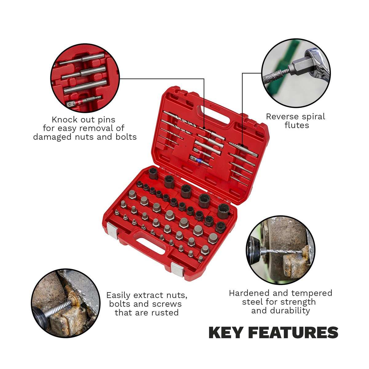 Sealey Master Nut, Bolt & Screw Extractor Set 56pc AK8156