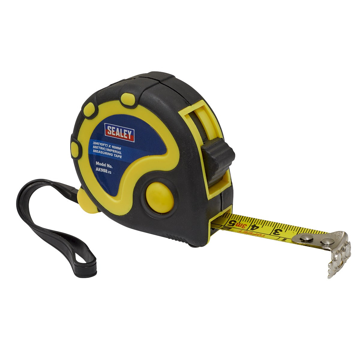 Sealey Metric/Imperial Rubber Tape Measure 3m(10ft) x 16mm AK988