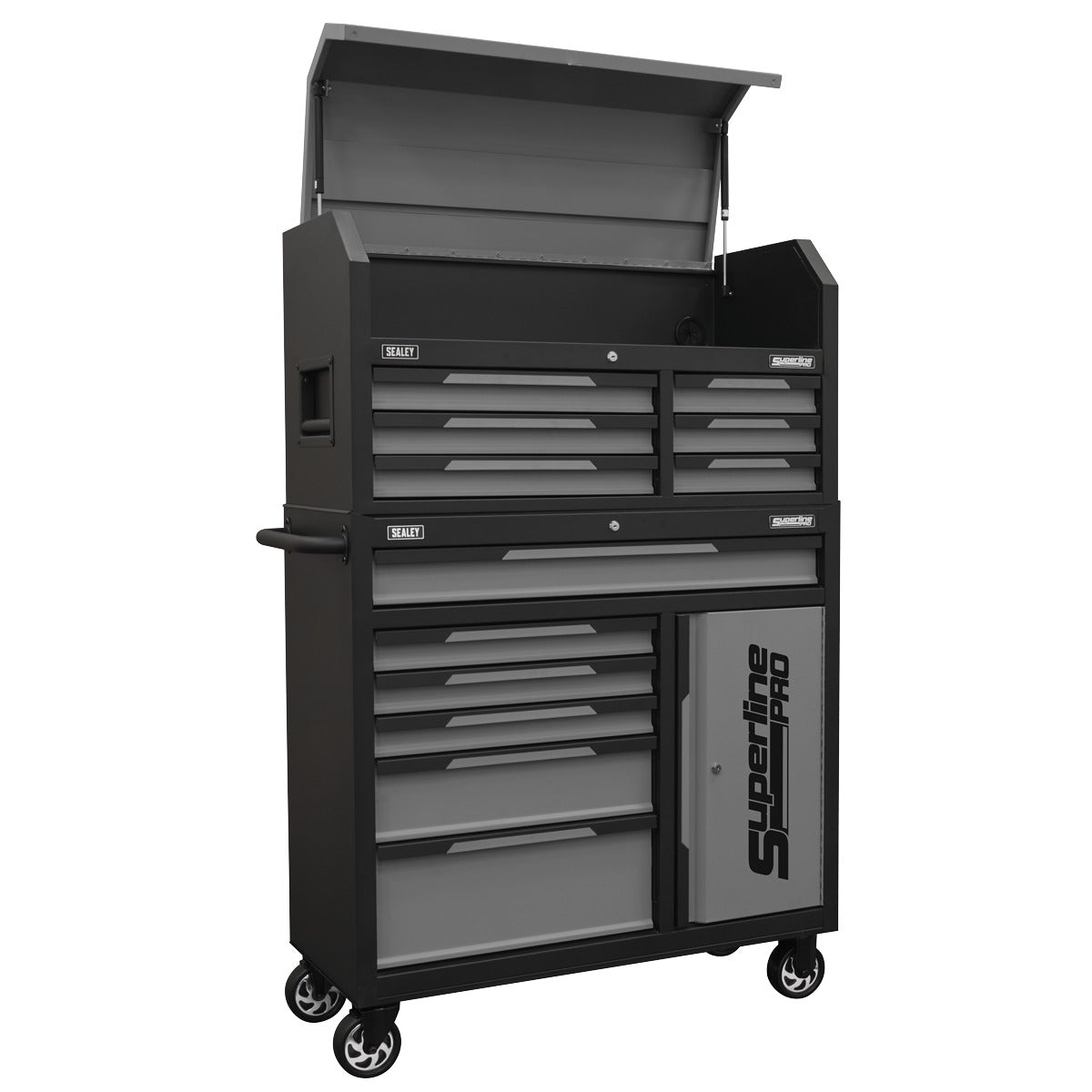 Sealey Superline Pro Topchest & Rollcab Combination 12 Drawer & 1 Door Cupboard - Grey AP1080GR